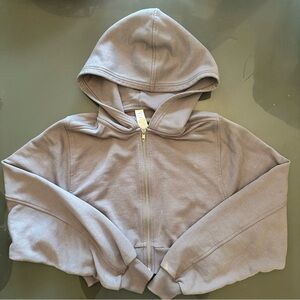 ALO Yoga Gray Cropped Hoodie Sweatshirt